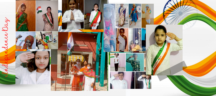 The principal hoisted the flag in school while the students attended the Independence day event online